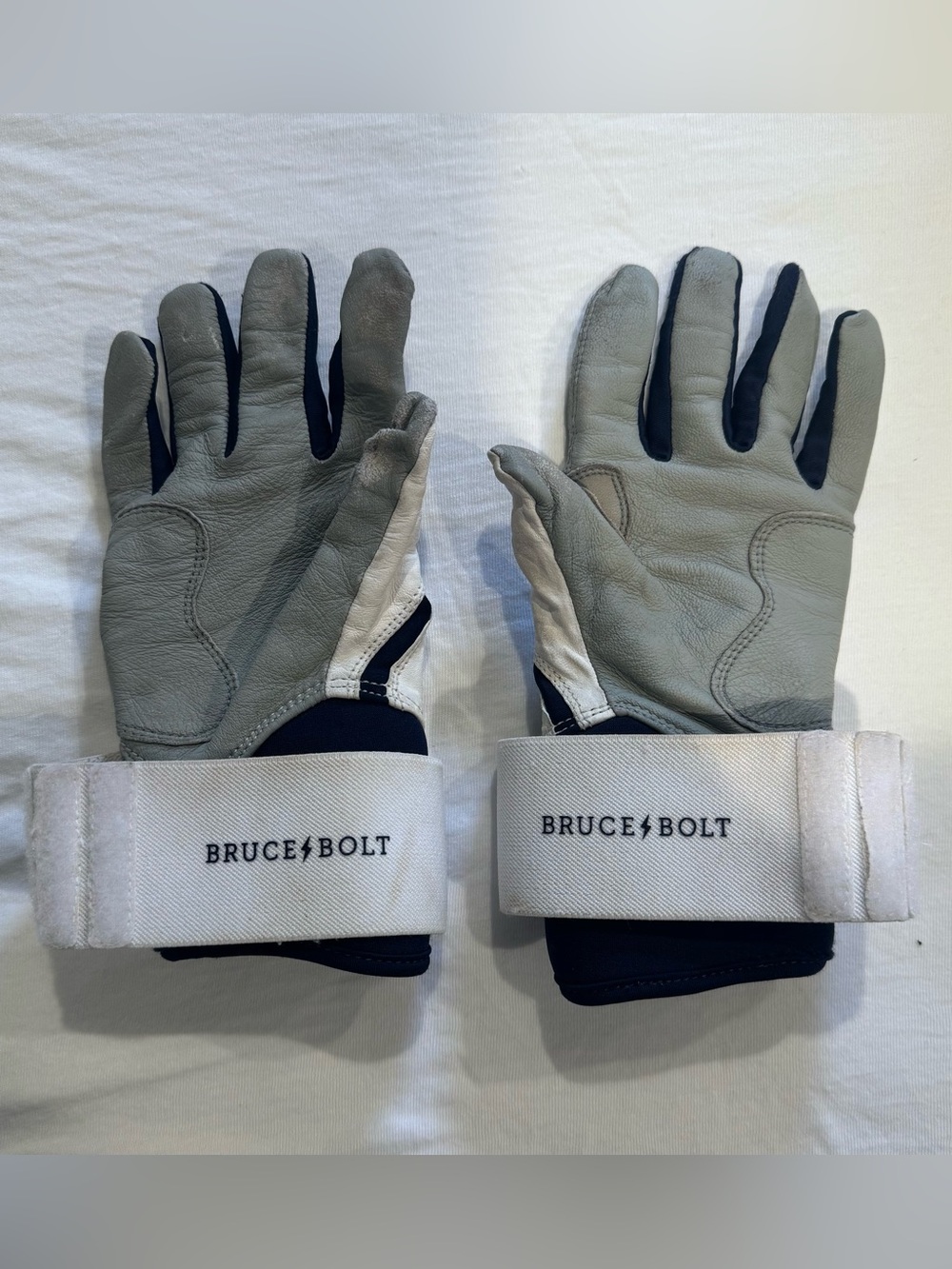 Bruce Bolt Youth XL batting gloves used no bag navy/grey/white